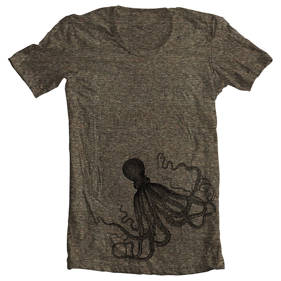 Men's Octopus T Shirt  Aquatic Sea Animal Tshirt American Apparel XS, S, M, L, XL 10 COLORS