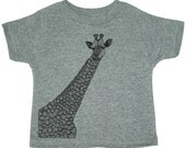 Childrens Clothing GIRAFFE - T Shirt Toddler and Kids Shirt - Sizes 18M 2T 3T 4T 5 6  7 -  GREY (4 CoLORS) - (ccht)