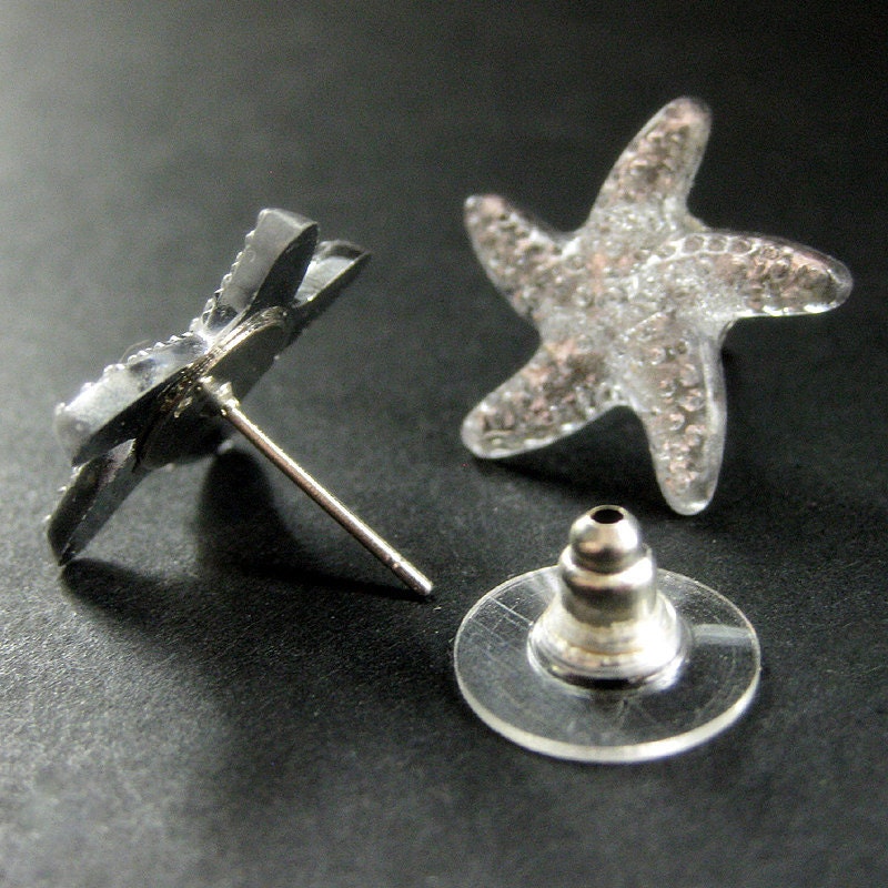 Starfish Earrings. Star Earrings with Silver Stud Earring Backs. Handmade Jewelry.