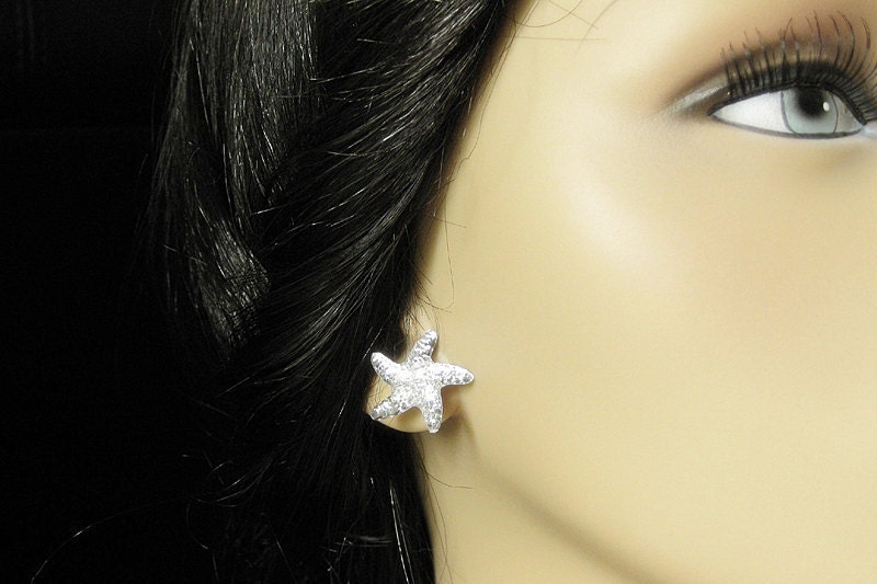 Starfish Earrings. Star Earrings with Silver Stud Earring Backs. Handmade Jewelry.