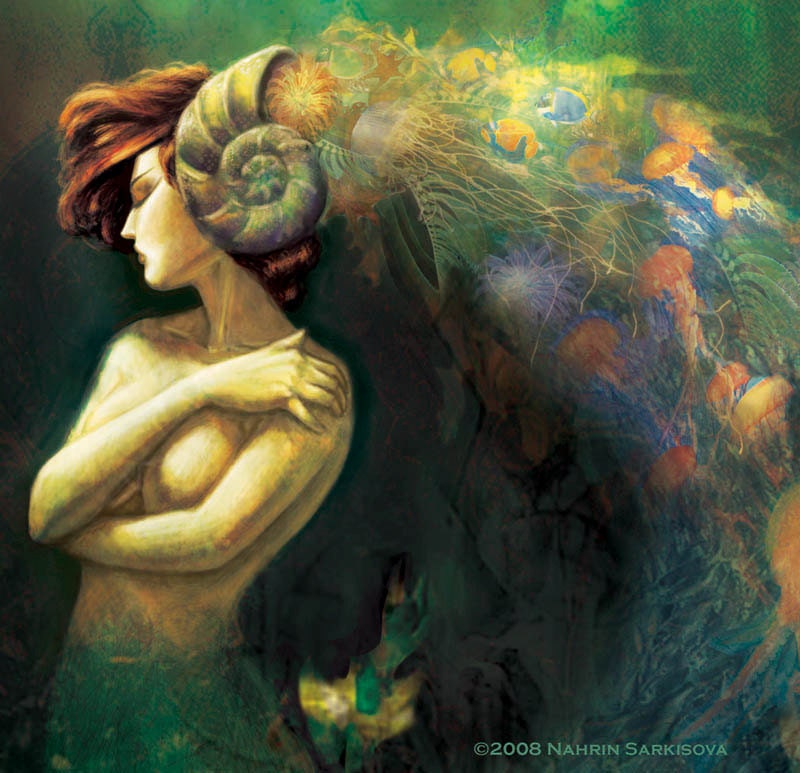 Sea Queen Print  11x14 Mermaid Water Nymph Wall Art