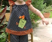 Halloween Sweet Fran-kenstein...Boutique Pants and Swing Top Outfit...Size 6-12m to 8yrs-Free Shipping