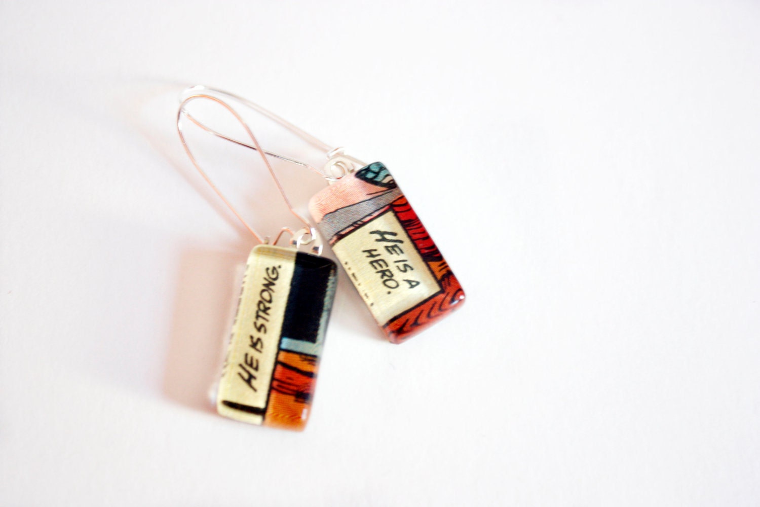 HE IS HERO Recycled vintage comic book earrings