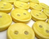 Sunny yellow ceramic buttons - set of 5 - handmade earthenware
