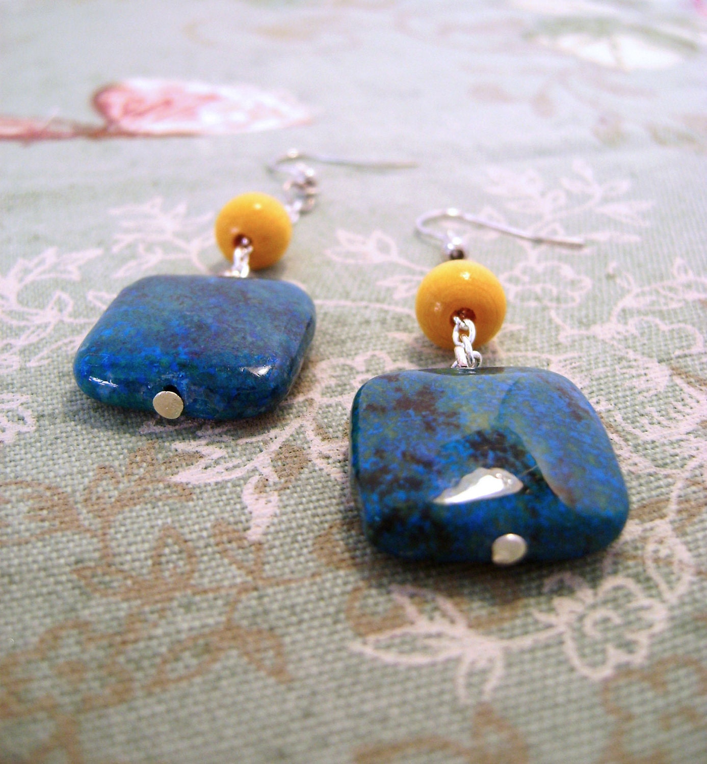 Blue Vintage earrings Sun and Sea Beach inspired earrings Gift for her