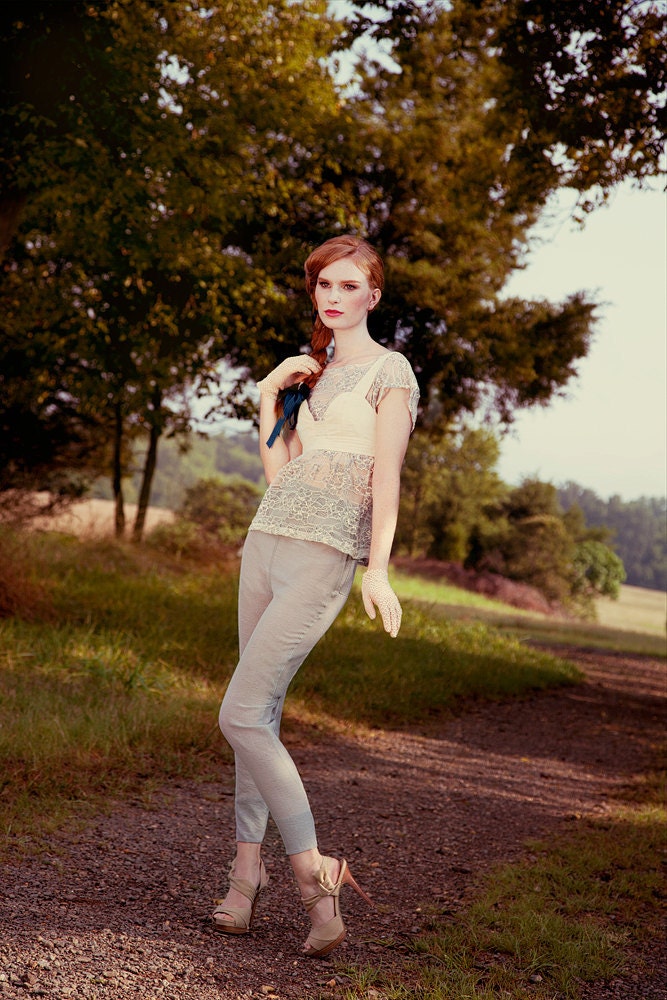 Blue/Gray Lace Blouse