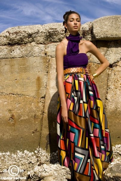 Graphic Print Maxi Skirt