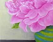Peony, acrylic on canvas 8"x10" original painting
