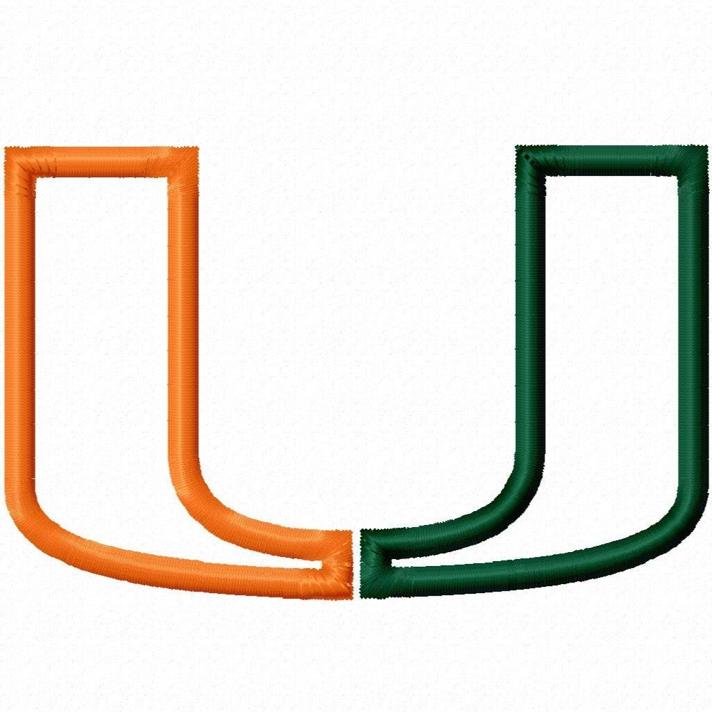 Miami U Applique Machine Embroidery Design 4x4 5x7 6x10