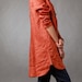 Spring orange shirt linen asymmetric long sleeved shirt