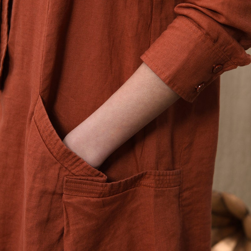 Linen Irregular single breasted long shirt