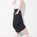 women linen Wide leg pants/ asymmetric Large pocket women trousers