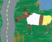 Moose Painting -16x20 Original Folk Art - Moose in Sneakers