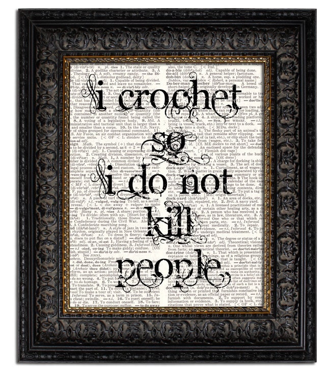CROCHET QUOTE II Art Print dictionary art print altered book page art print upcycled recycled