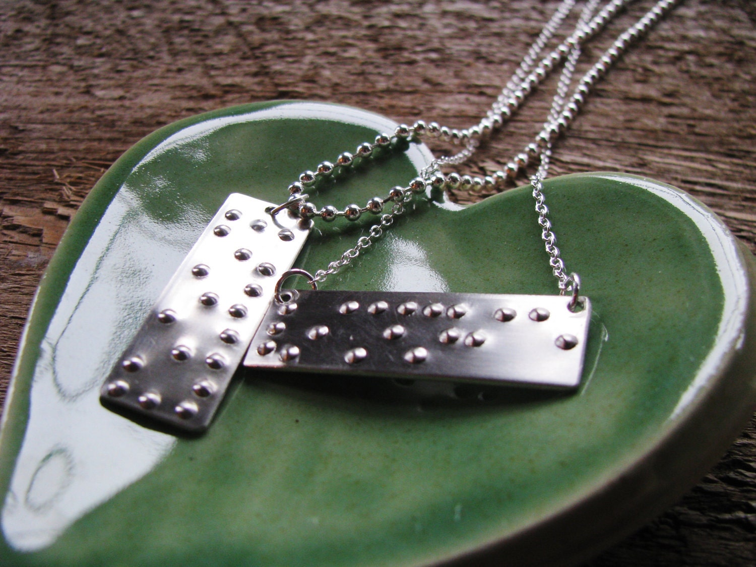 Braille His and Hers Secret Message Necklaces- Personalized Say It With Braille