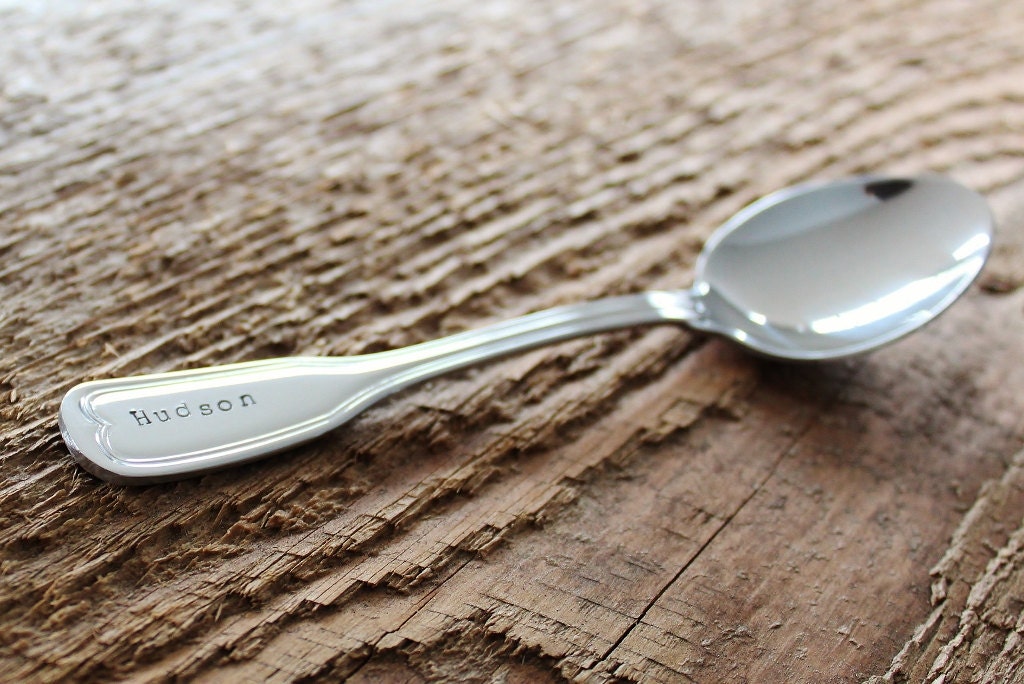 Personalized Baby Spoon Hand Stamped - Birthday, Baptism, Christening, Just Because They're So Cute Gift