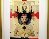 Sale 20% Off - ARTEMIS - mixed media artwork printed on canvas with manual finished details