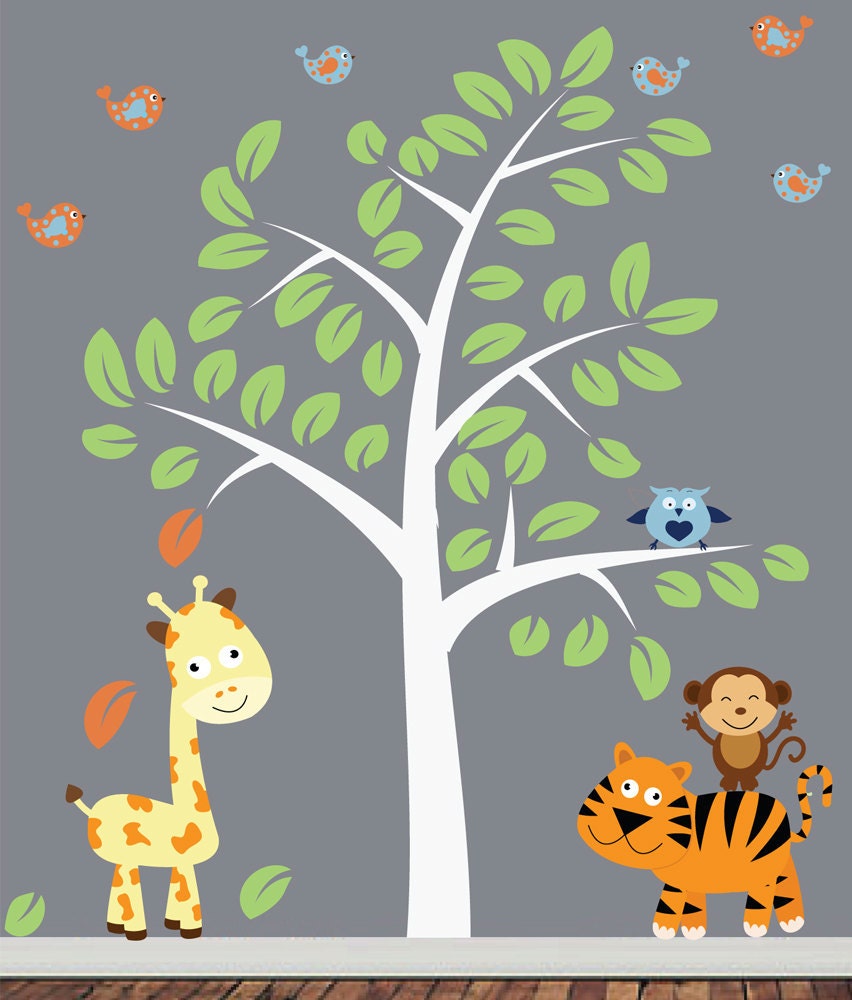 REUSABLE Jungle Wall Decal - Childrens Wall Decal - J217SWA