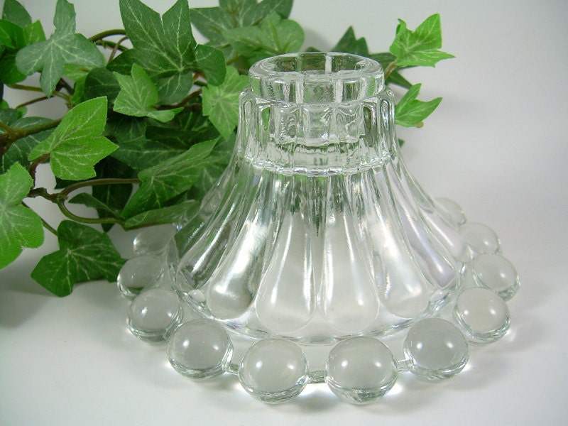 Three Pressed Clear Glass Candlesticks