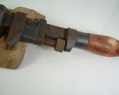 Vintage Pixto Wooden Handle Monkey Wrench