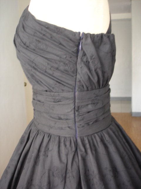 A beautiful 50s style cocktail dress made from black cotton - Made to order