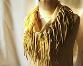Mustard Yellow Fringe Necklace Shreded  Scarf Upcycled Woman's Clothing Funky Tattered Shabby Chic Eco Friendly Style Upcycled Clothing