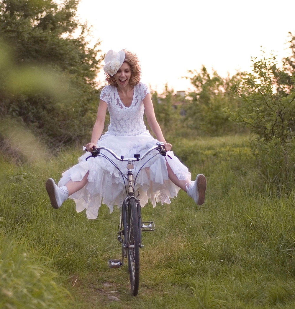White Fairy Dress Upcycled Wedding Dress Grown Tattered Romantic Dress Upcycled Woman's Clothing Shabby Chic Funky Eco Style