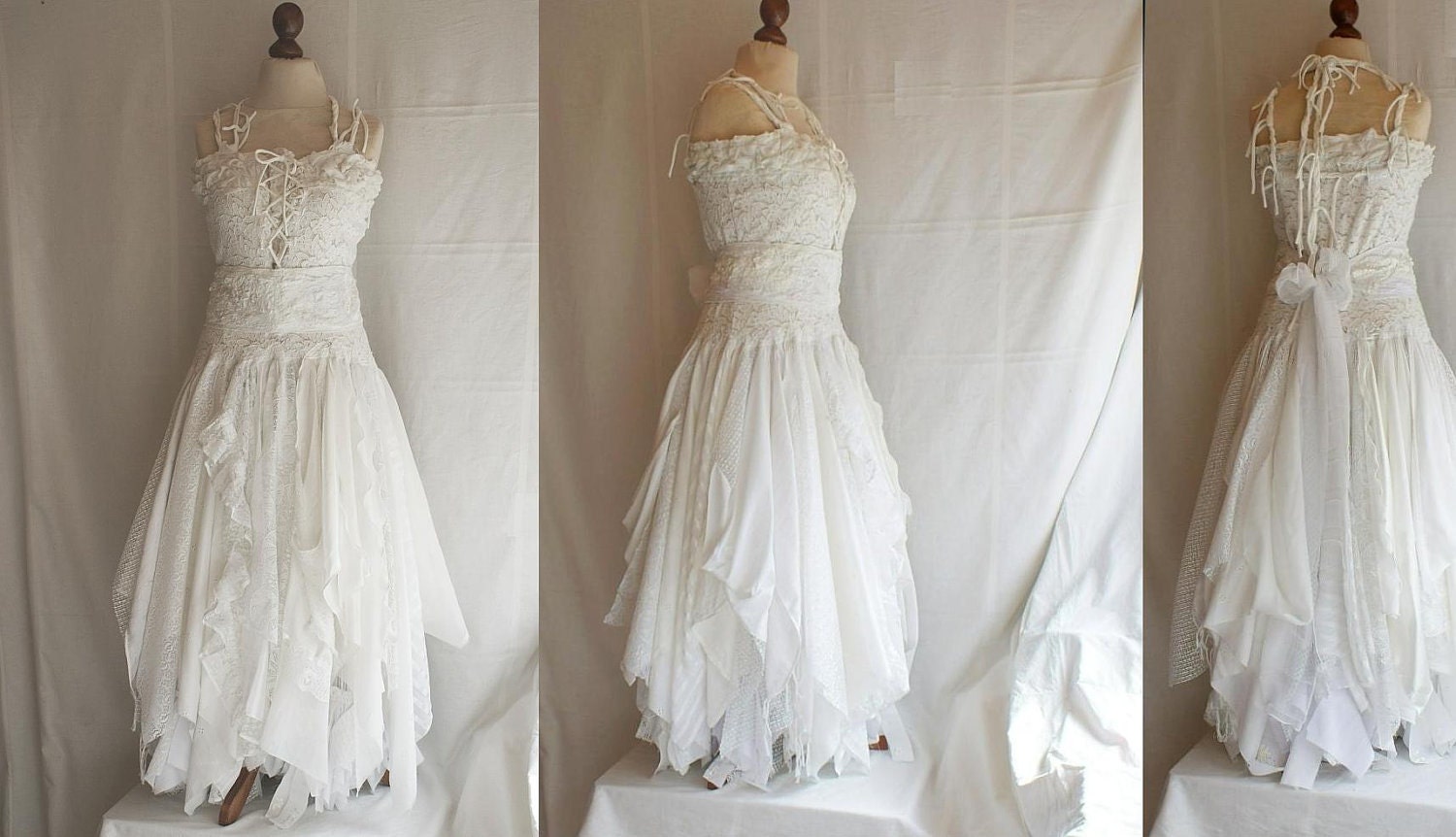 Upcycled Wedding Dress Fairy Tattered Romantic Dress Upcycled Woman's Clothing Shabby Chic Funky Eco Style MADE TO ORDER