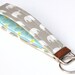 Key Fob, Wristlet Keychain, White Elephants on Grey Fabric