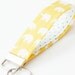 Wristlet Keychain, Key Fob,  White Elephants on Sunny Yellow Fabric