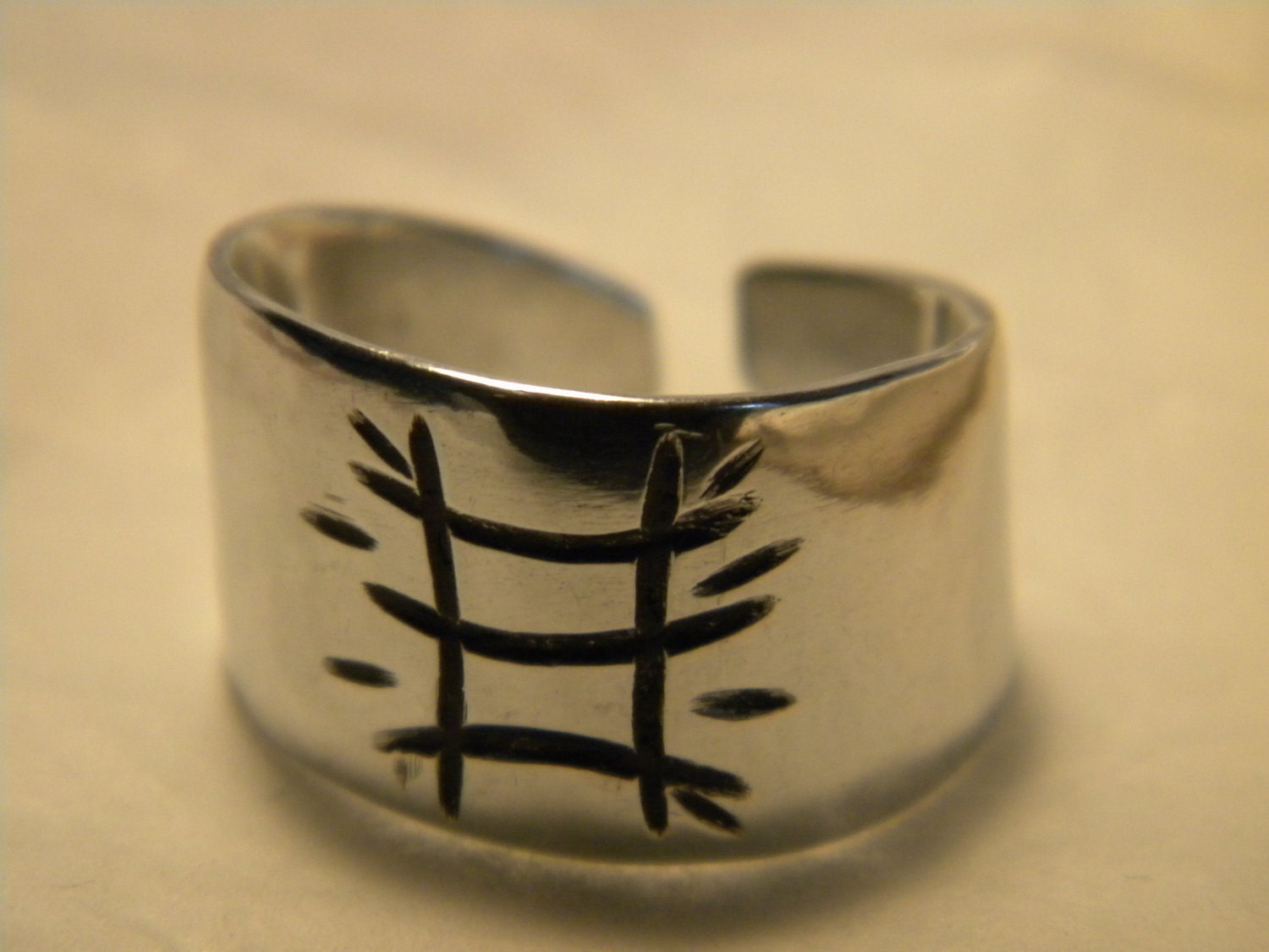 Carved aluminum ring - Size 9