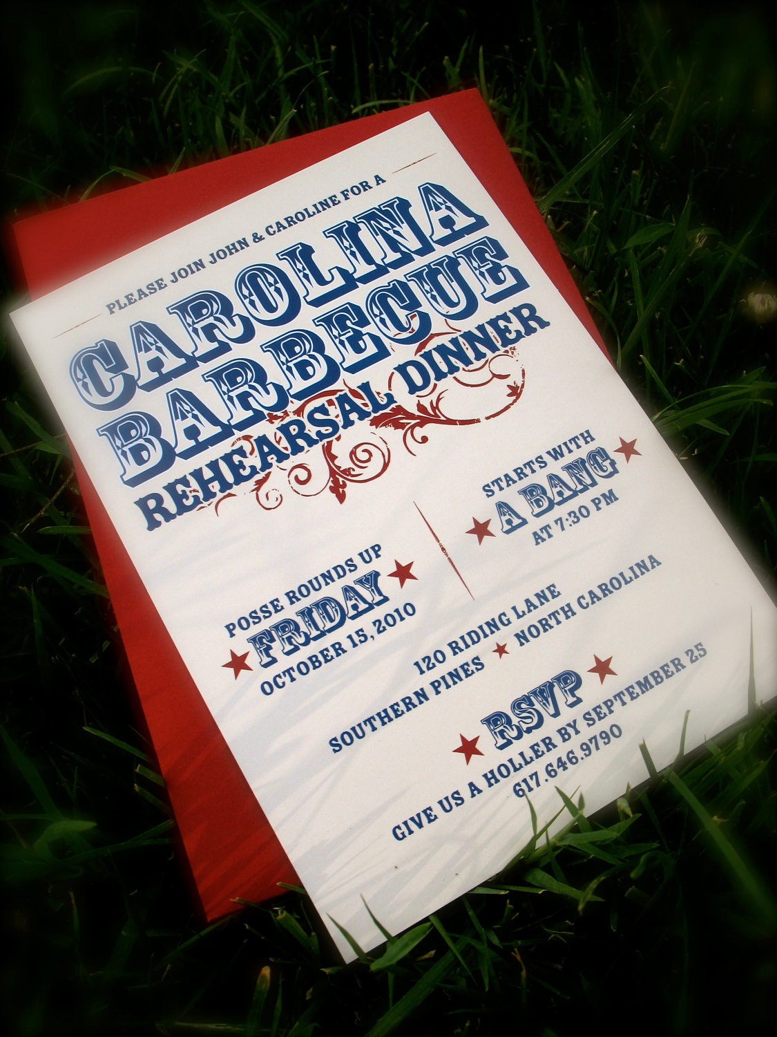 Printable Rehearsal Dinner Invitation -- Backyard Barbecue, Classic Western -- pompdesigns