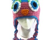 Childs Bright Owl Beanie - Hat - Kid's - Girl's - Animal - Costume