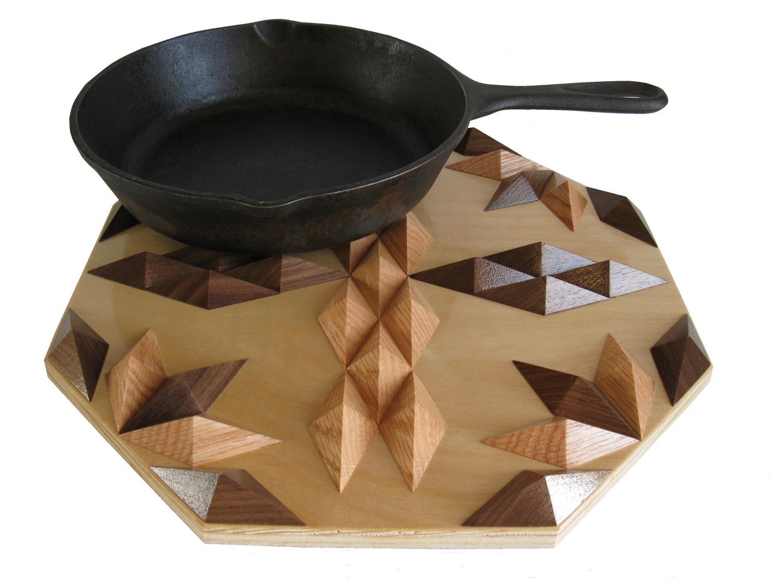 Octagon Table Centerpiece.  3 D Hard wood hot pad or trivet.