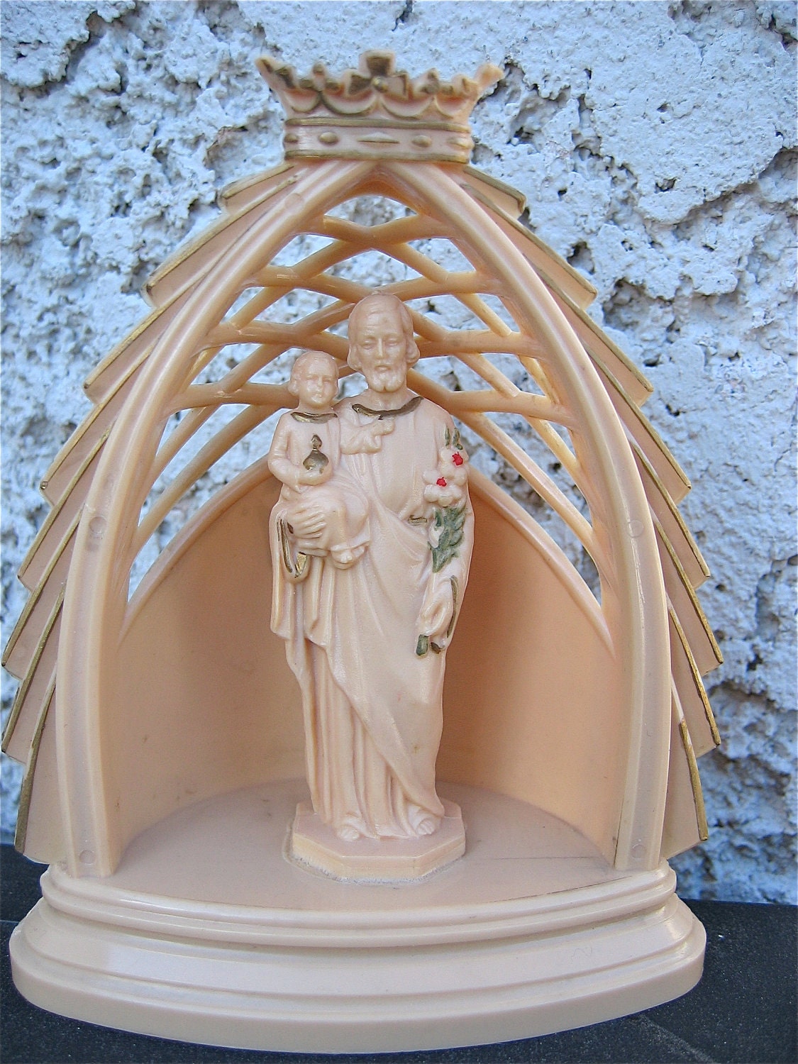 Rare Vintage Joseph and Child Plastic Shrine-   So Kitschy and in Mint Condition-   New out of old stock- Plastic made in Italy