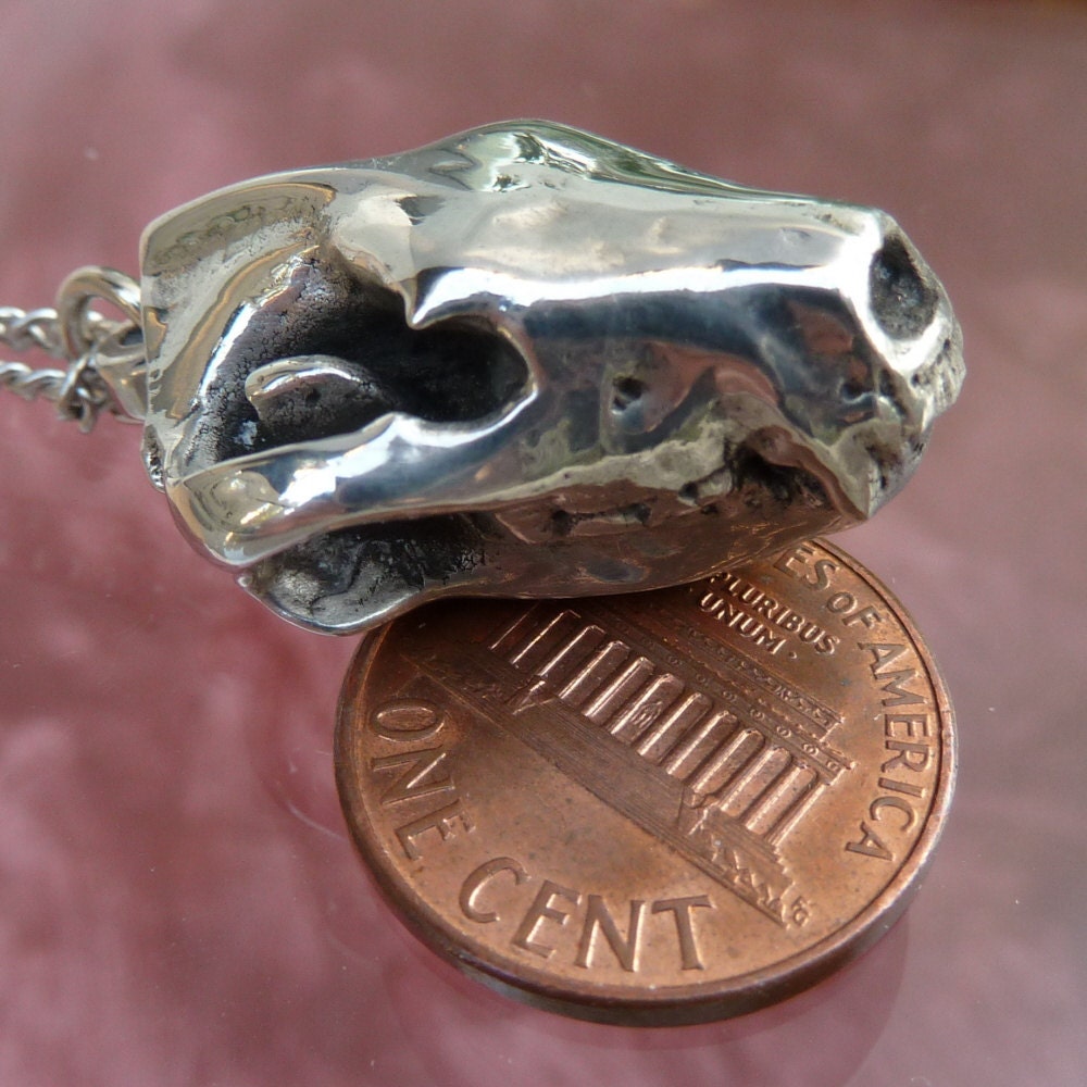Tasmanian Devil Skull Pendant Necklace in Polished Pewter