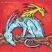 Woodland Creatures Original Art Blue Red Tree 5 x 5 OOAK