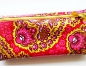 Cash envelope system budget wallet with 6 tabbed dividers // crimson, mustard, eggplant paisley