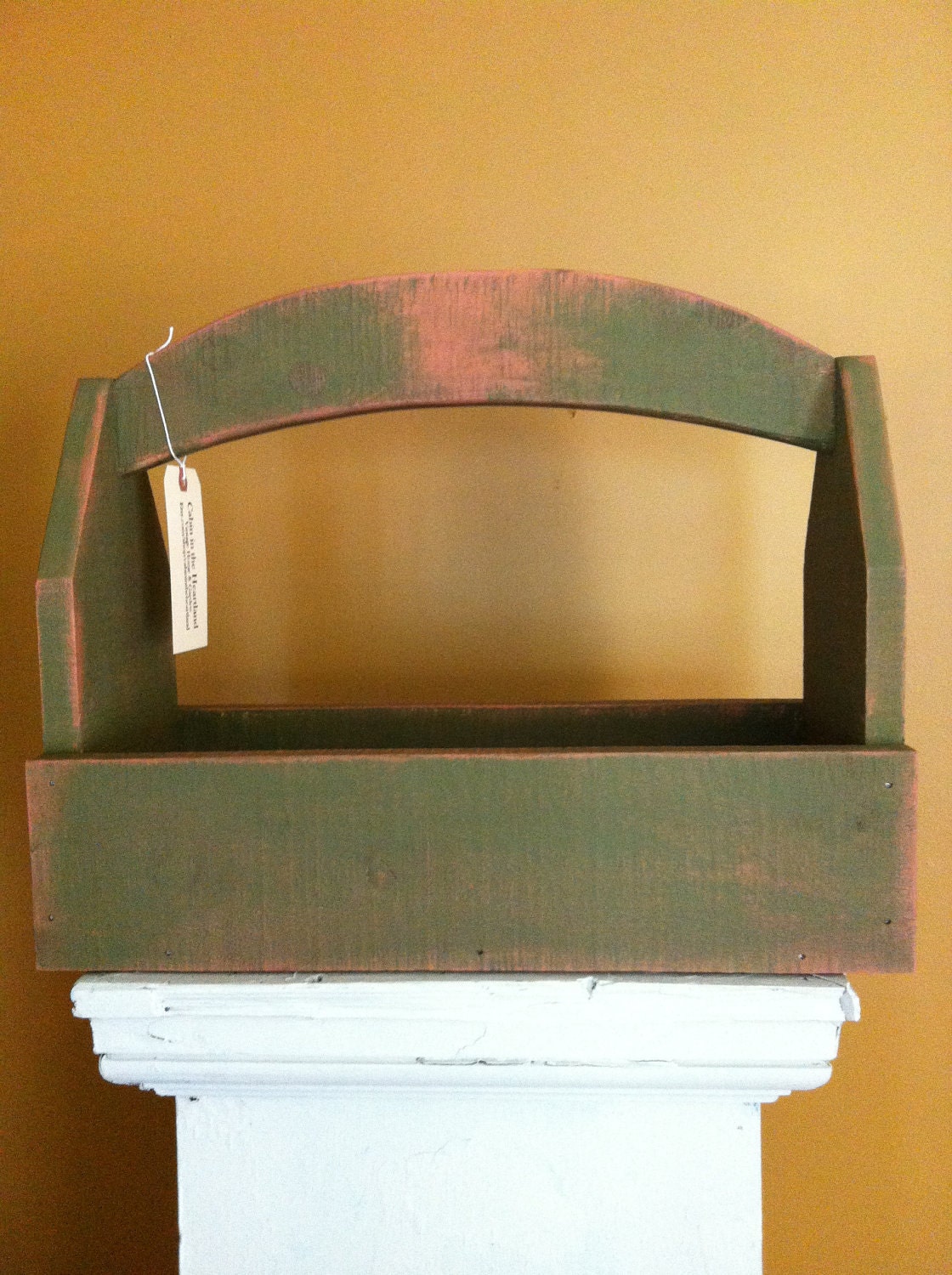 Carry Box Large with Handle made from Cedar  Painted with Annie Sloans  ChalK Paint Scandinavian Pink and Olive Great for Plants or Garden