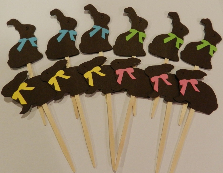 Easter Bunnies Chocolate Cupcake Toppers Brights Il_170x135