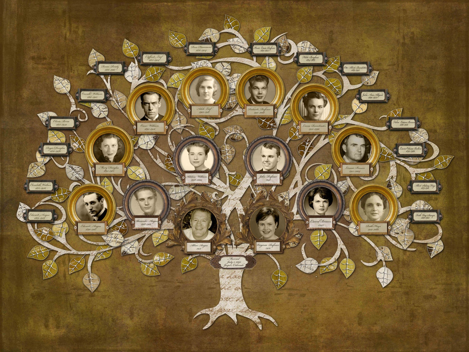 Gift Certificate for a Family Tree - Custom Family Portrait Tree with Photos