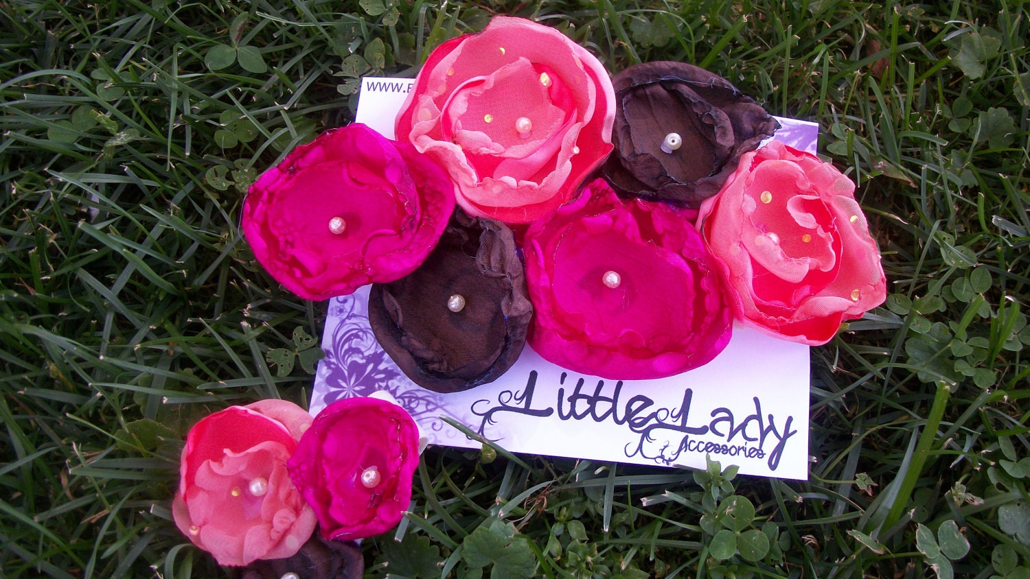 Satin Flower Headband and Anklet SET - Photo Prop - Newborn - Bridal