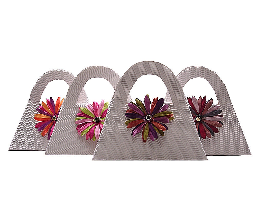 Purse Gift & Favor Boxes with Flower - Package of 4