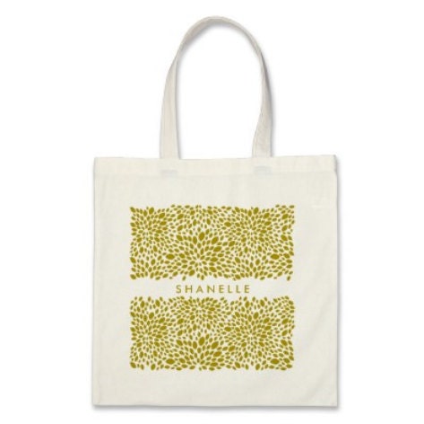 7 Bridesmaids Personalized Signature Delicate Petals Totes in Pea Green