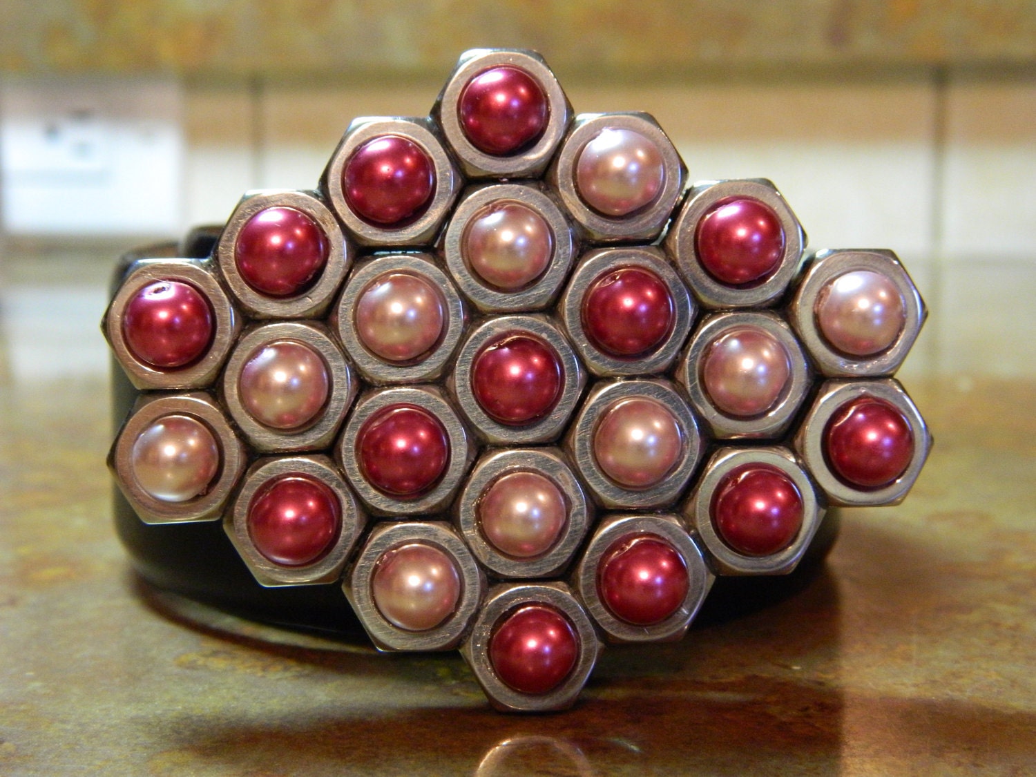 OOAK Hex Nut Belt Buckle with bling