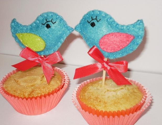 Birds Cake Toppers - Spring decor - Easter decor - set of 4 felt birds