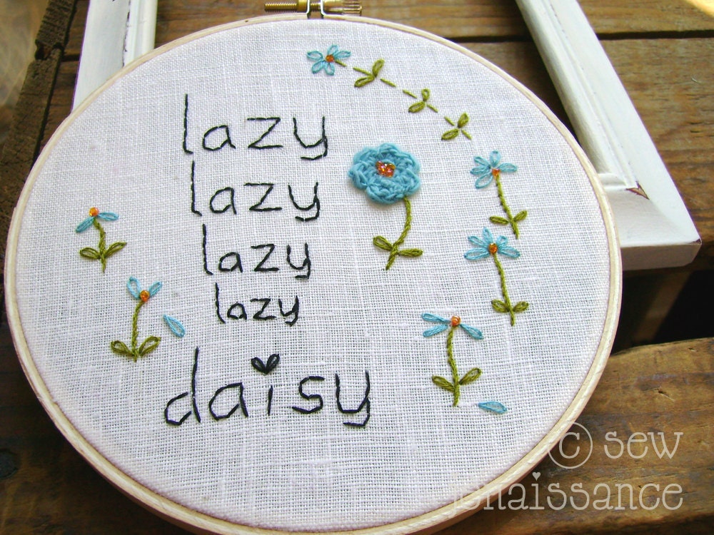 Hand Embroidery PDF Pattern Lazy Lazy Daisy  Flowers