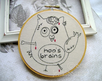 Embroidery PDF Pattern Zombie Owl
