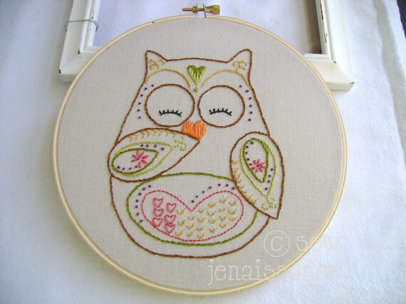 Embroidery Pattern PDF Owl Autumn and Fall Ooni the Owl
