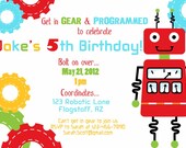 PRINTABLE Robot Birthday Party Invite- DIY printable party invitation by Luv Bug Design